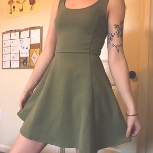 Olive green low back mini dress